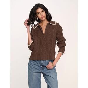 Heartloom Ivana Sweater in Coco
Fuzzy Brown Knit Soft Cozy Pullover Sweater XS